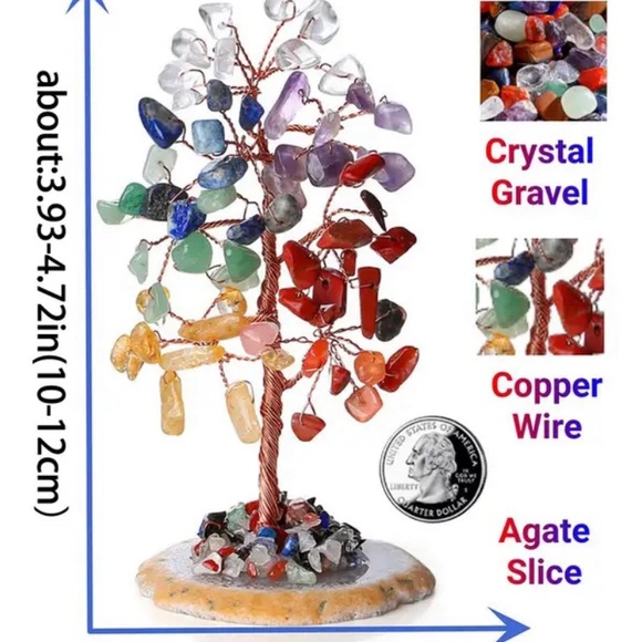 Chakra Healing Crystal Money Tree with Copper Wire - Picture 2 of 5